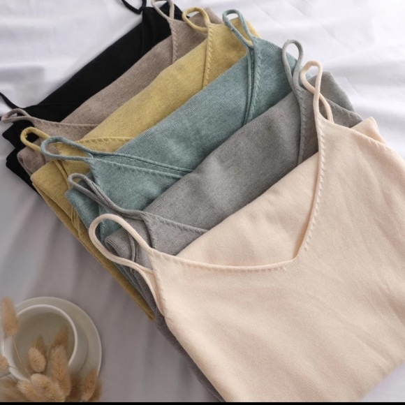 Cotton Dress tank basic women khaki blue cream black lime v-neck minimalist - Picture 4 of 15